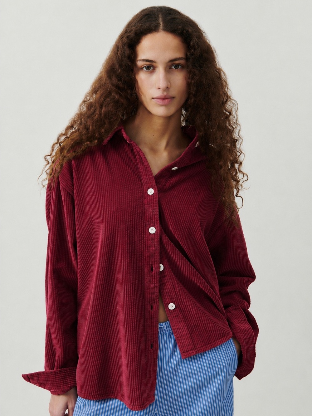 American Vintage Burgundy Padow Corduroy Button-Down Shirt